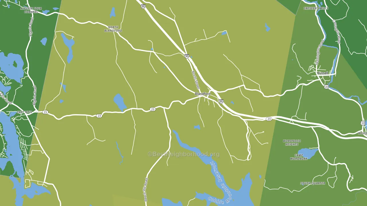 Blandford, MA block-group voter-turnout map