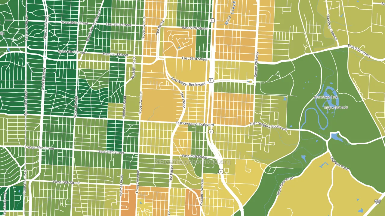 Blenheim Square, Kansas City, MO block-group voter-turnout map