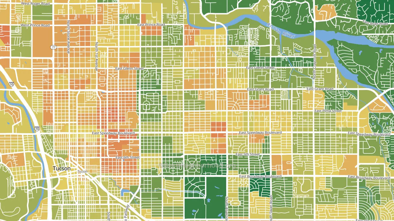 Blenman-Elm, Tucson, AZ block-group voter-turnout map
