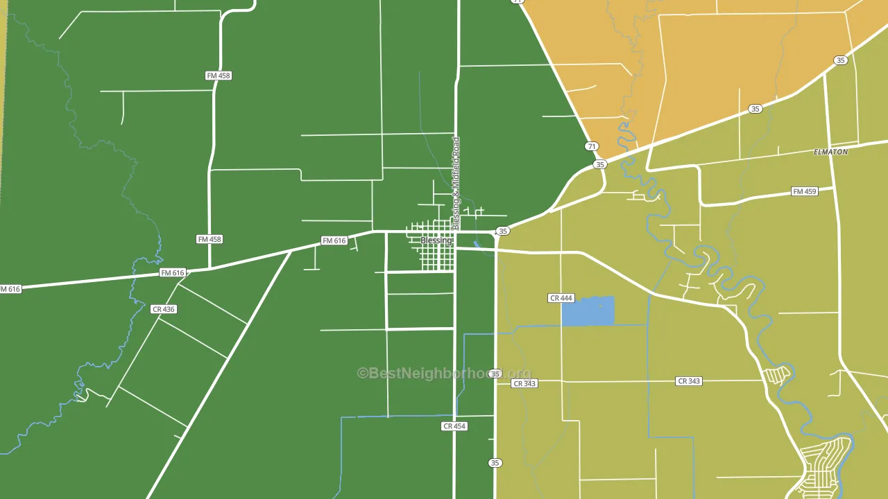 Blessing, TX block-group voter-turnout map