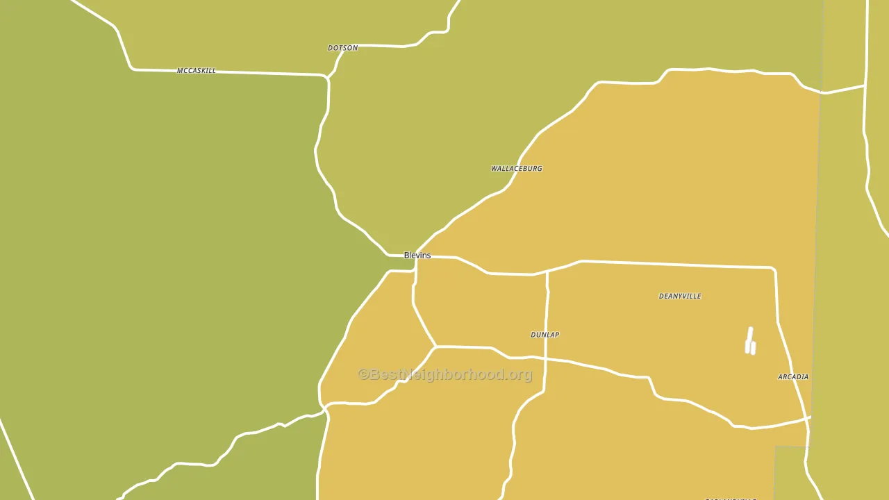Blevins, AR block-group voter-turnout map