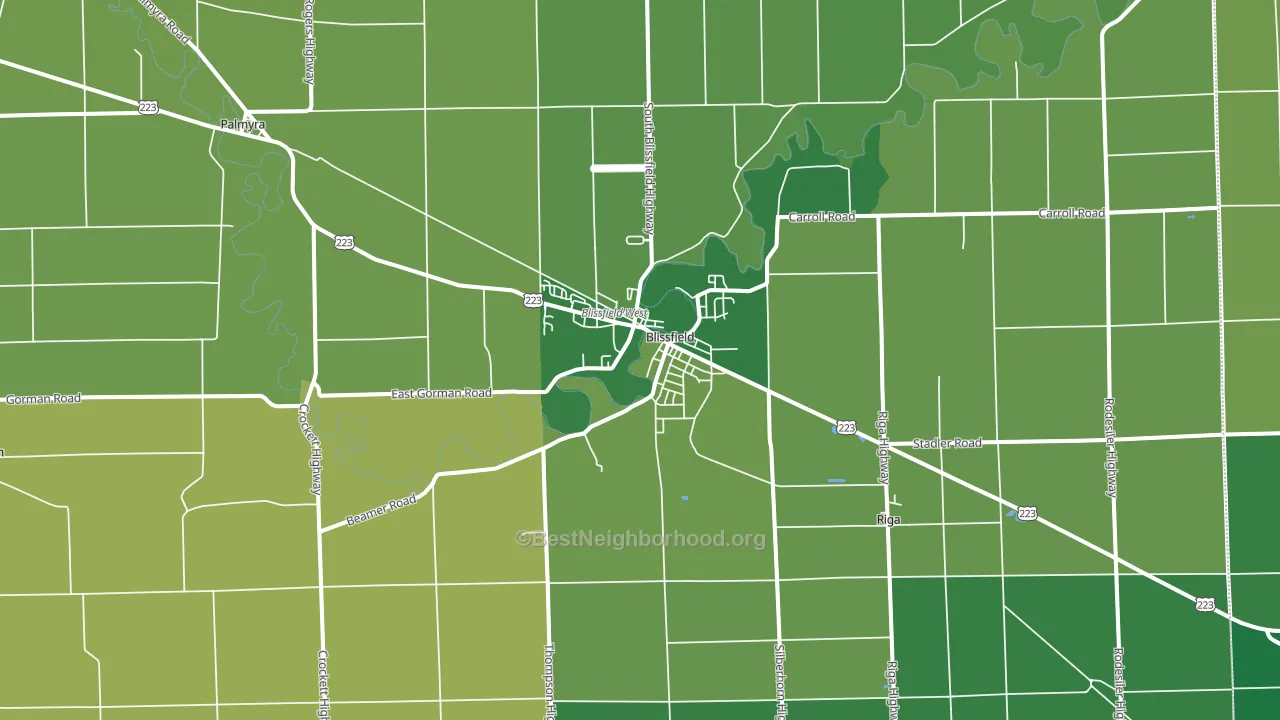 Blissfield, MI block-group voter-turnout map