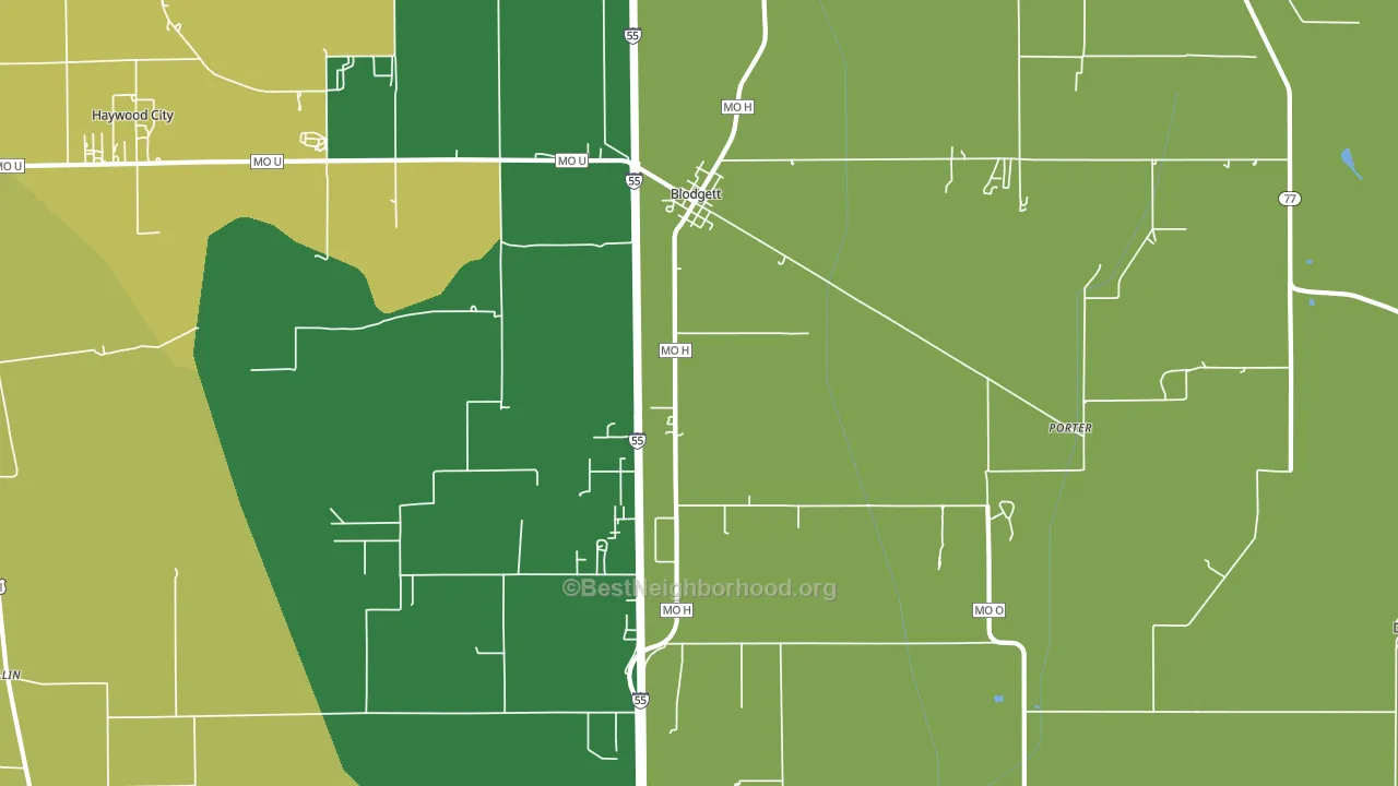 Blodgett, MO block-group voter-turnout map