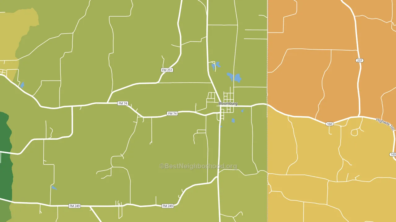 Bloomburg, TX block-group voter-turnout map