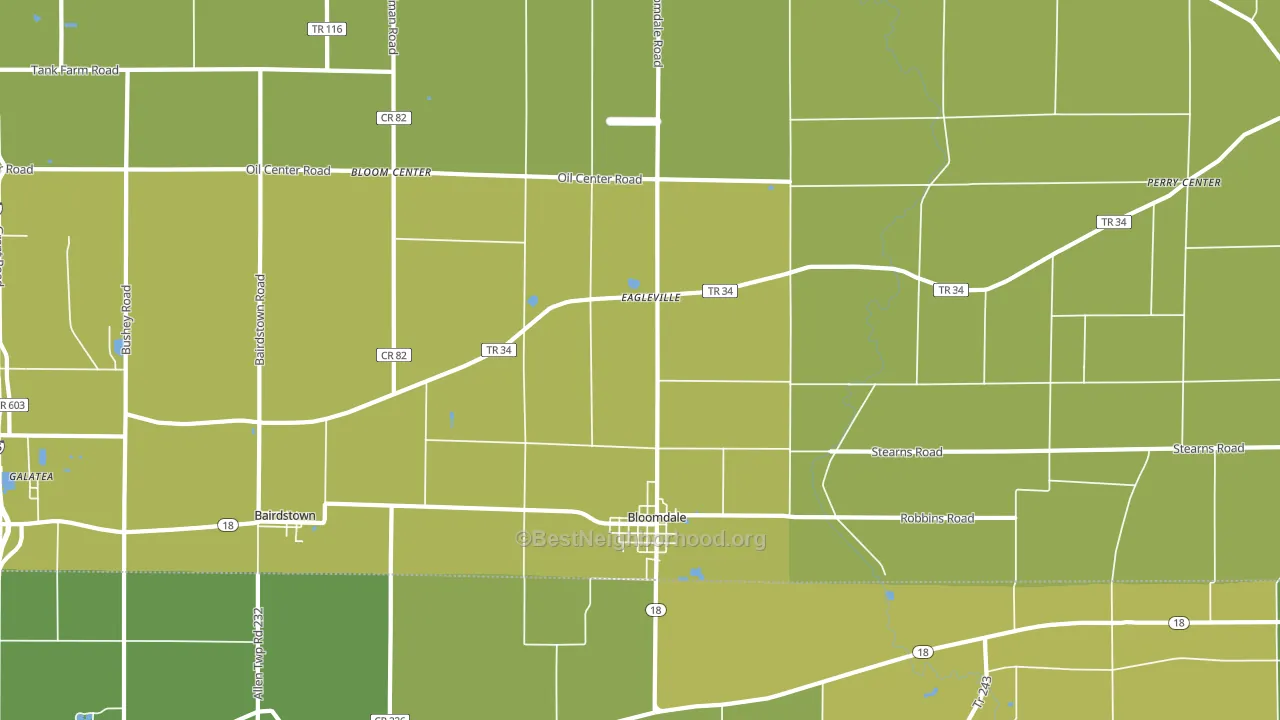 Bloomdale, OH block-group voter-turnout map