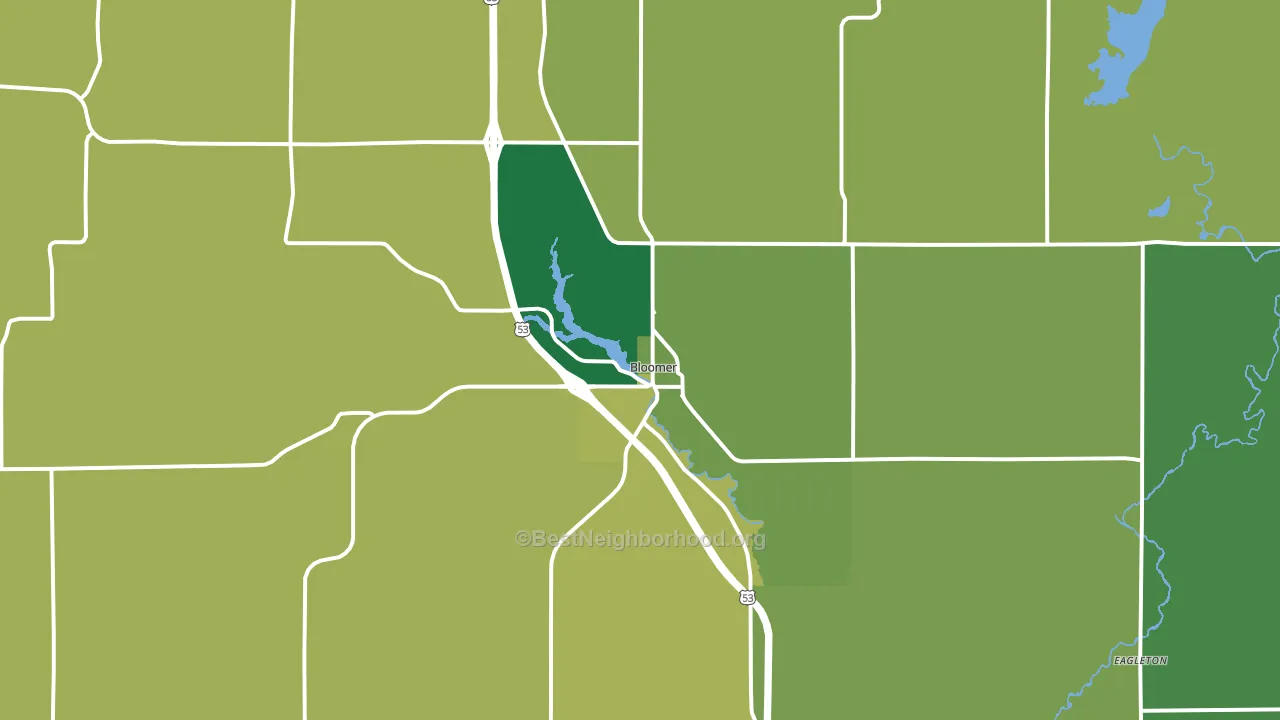 Bloomer, WI block-group voter-turnout map