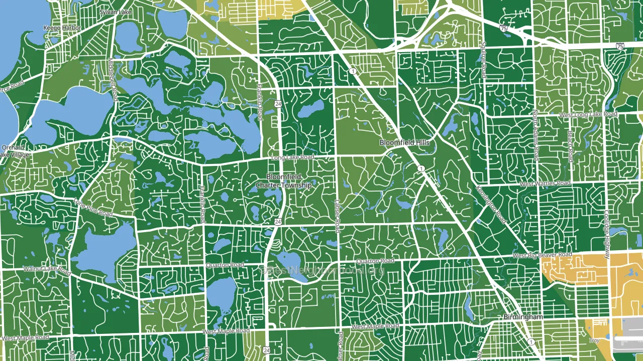 Bloomfield Hills, MI block-group voter-turnout map