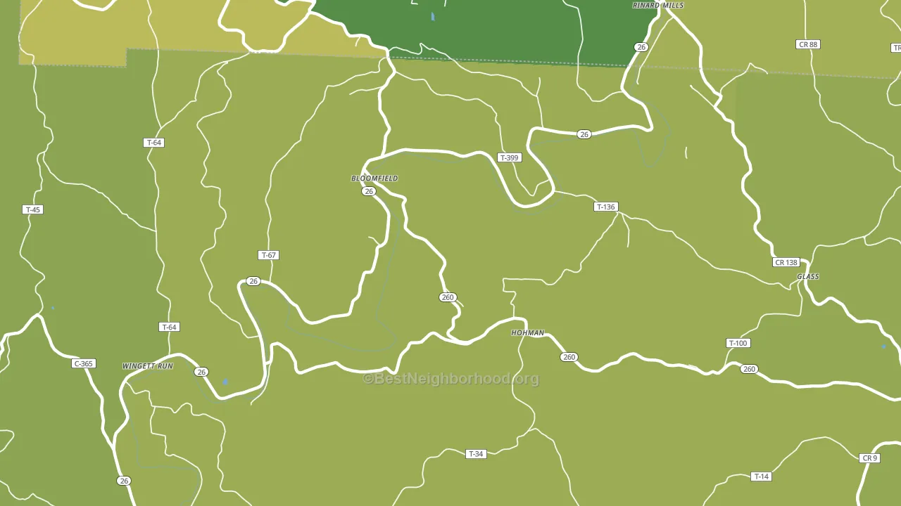 Bloomfield, OH block-group voter-turnout map