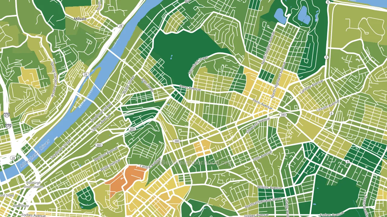 Bloomfield, Pittsburgh, PA block-group voter-turnout map