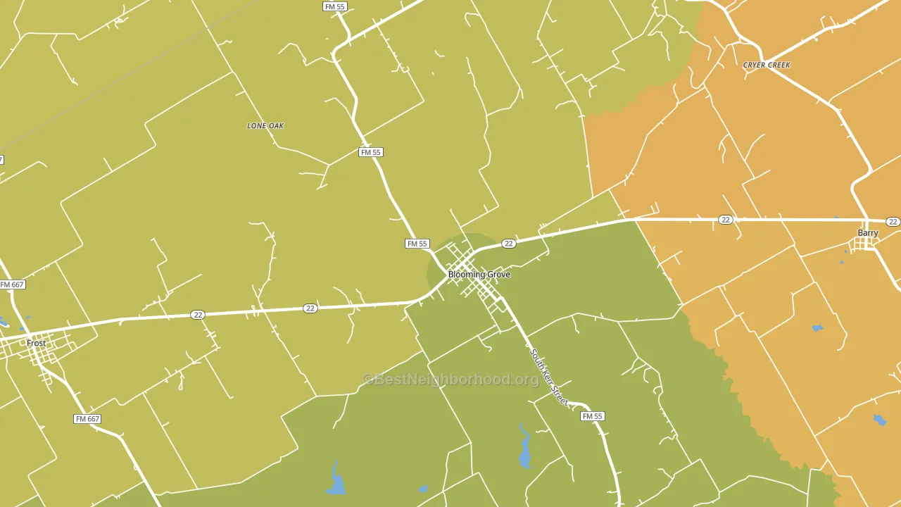 Blooming Grove, TX block-group voter-turnout map