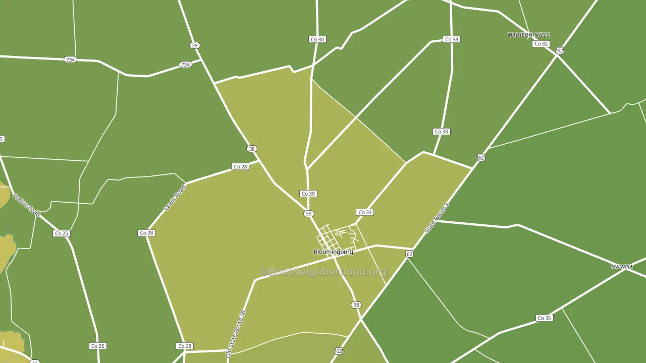 Bloomingburg, OH block-group voter-turnout map