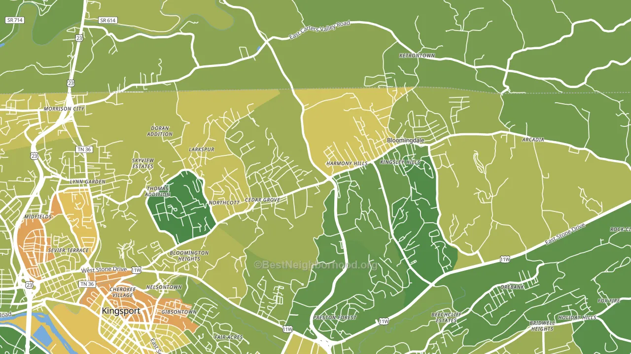 Bloomingdale, TN block-group voter-turnout map