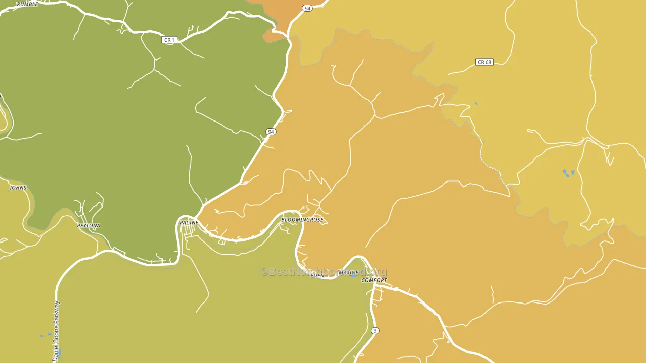 Bloomingrose, WV block-group voter-turnout map