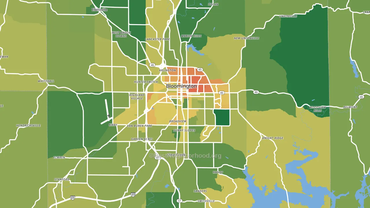 Bloomington, IN block-group voter-turnout map