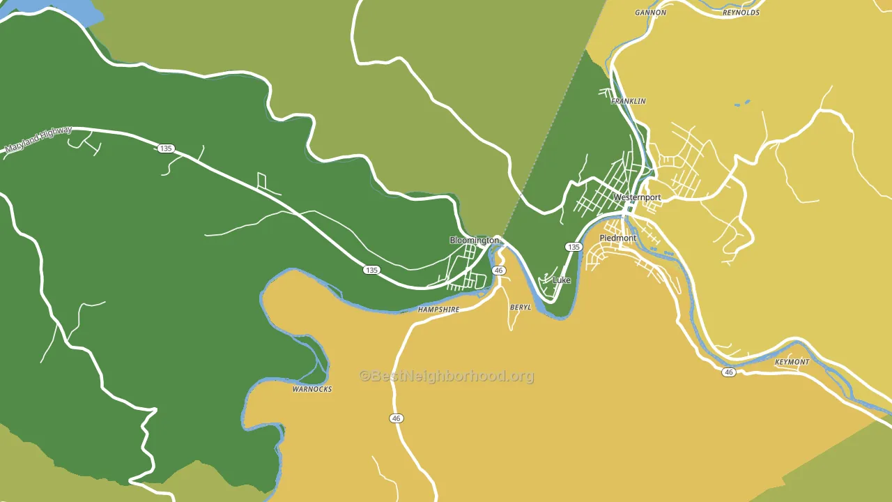 Bloomington, MD block-group voter-turnout map