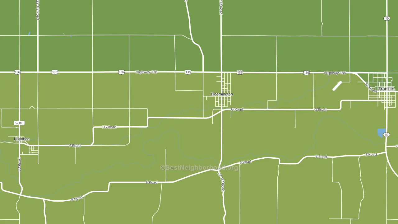 Bloomington, NE block-group voter-turnout map