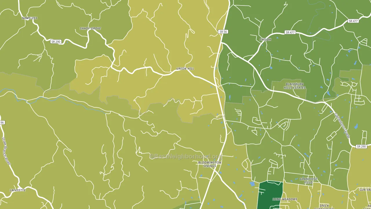 Bloomington Springs, TN block-group voter-turnout map