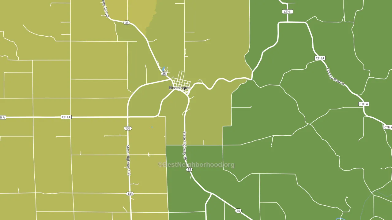 Bloomington, WI block-group voter-turnout map