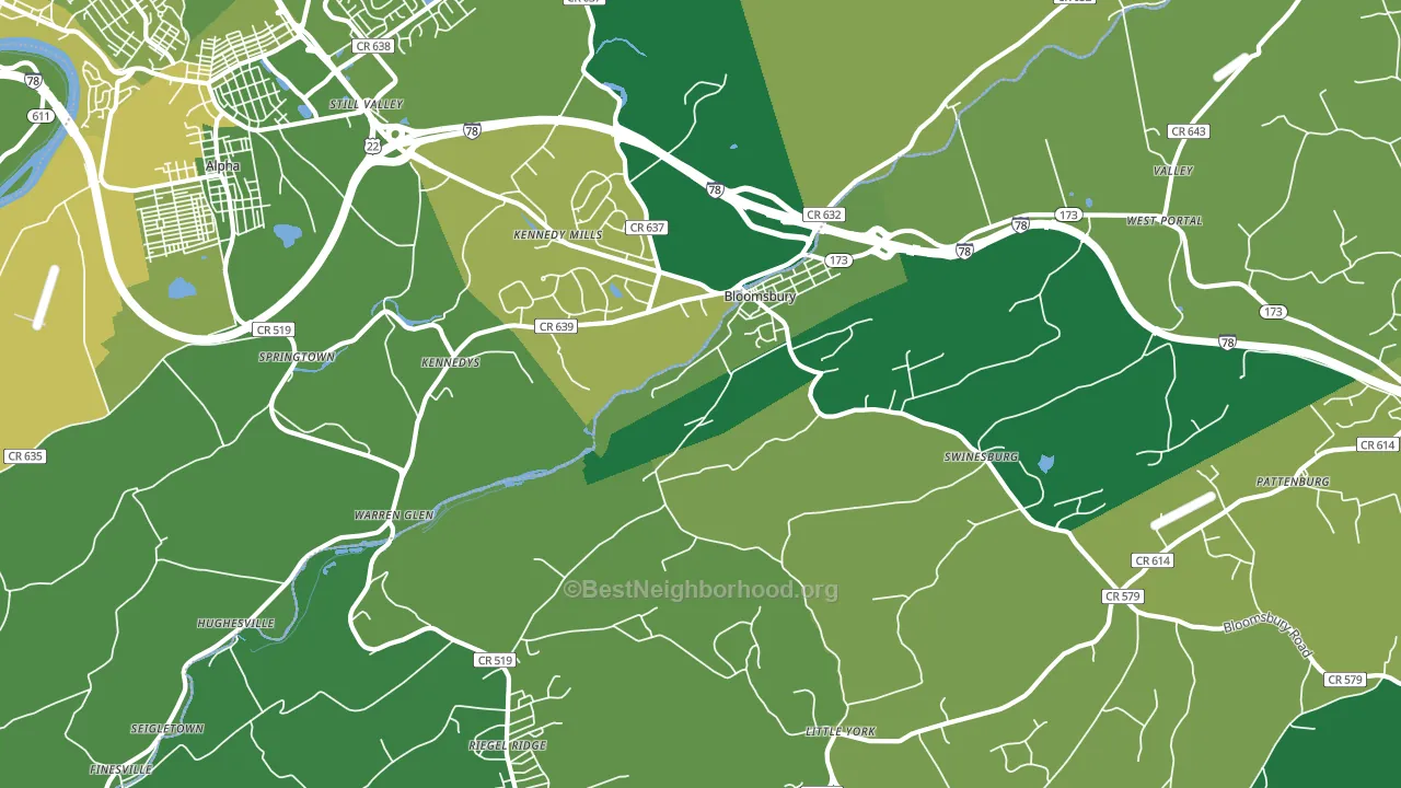 Bloomsbury, NJ block-group voter-turnout map