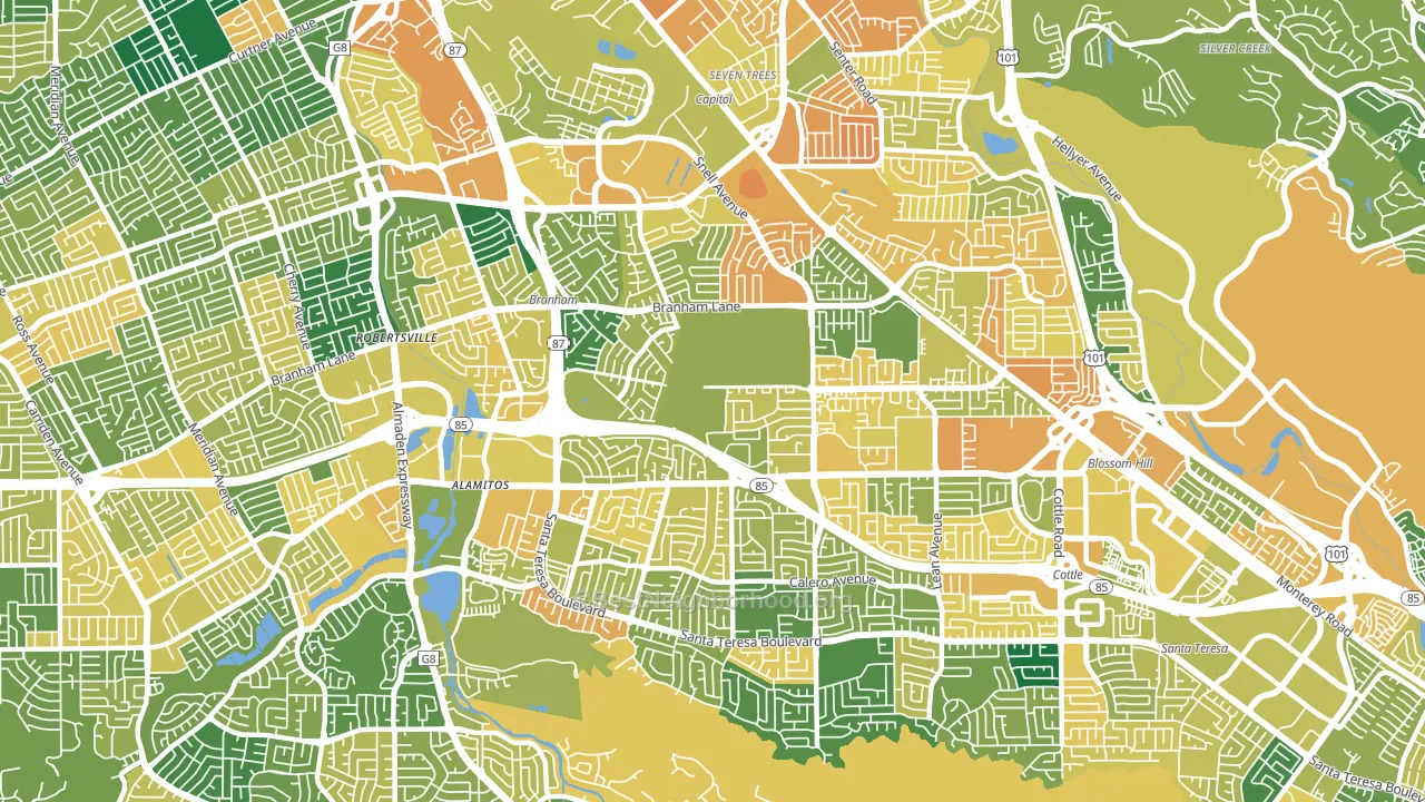 Blossom Valley, San Jose, CA block-group voter-turnout map
