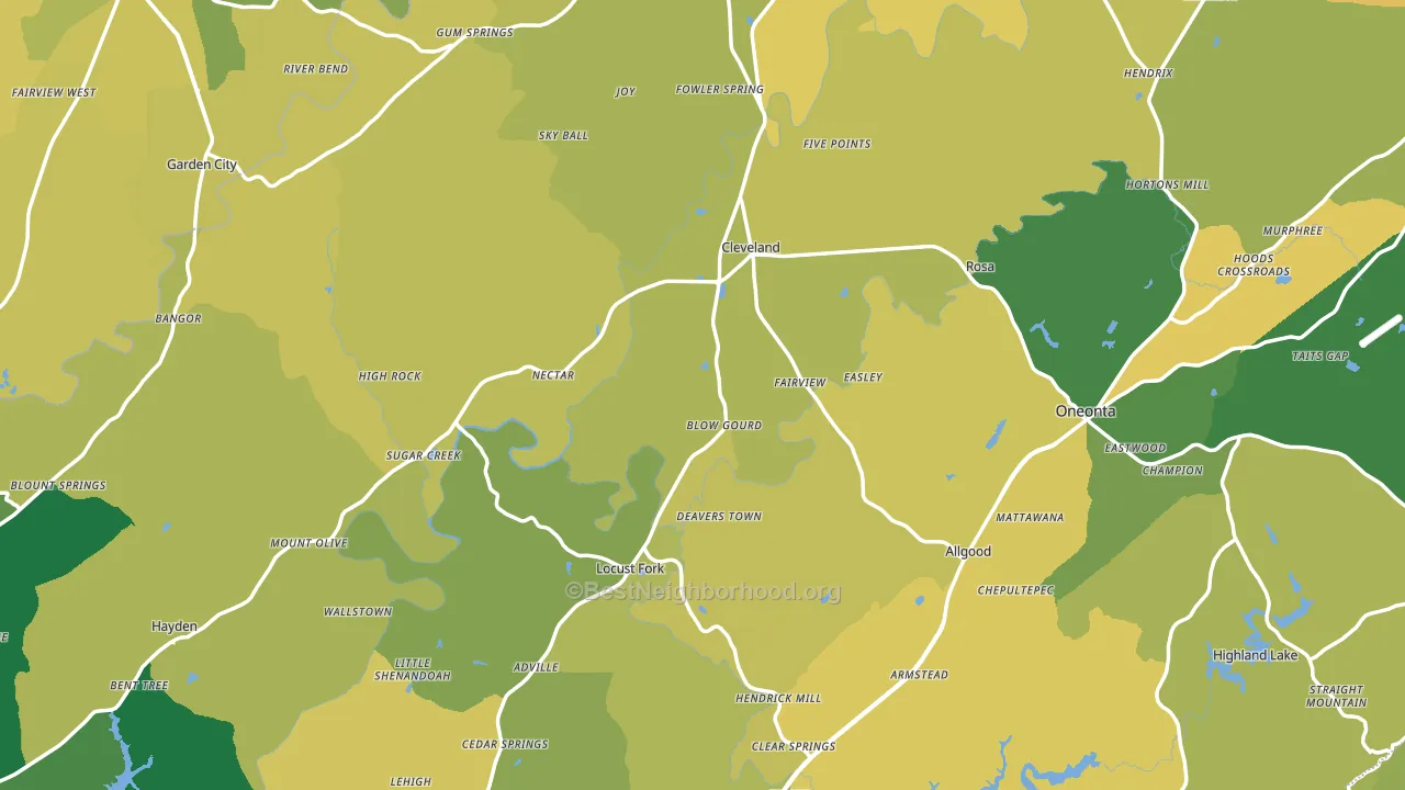 Blount County, AL block-group voter-turnout map