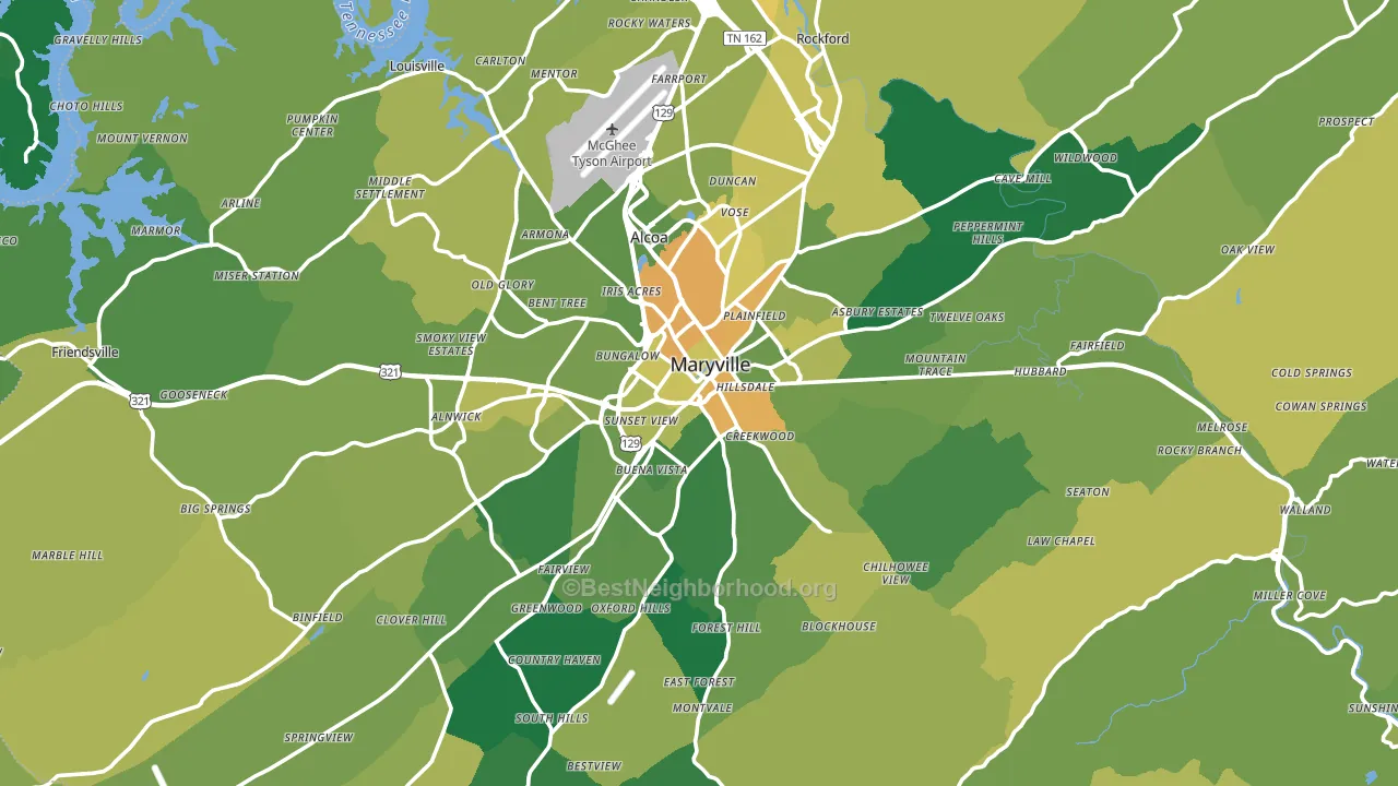 Blount County, TN block-group voter-turnout map