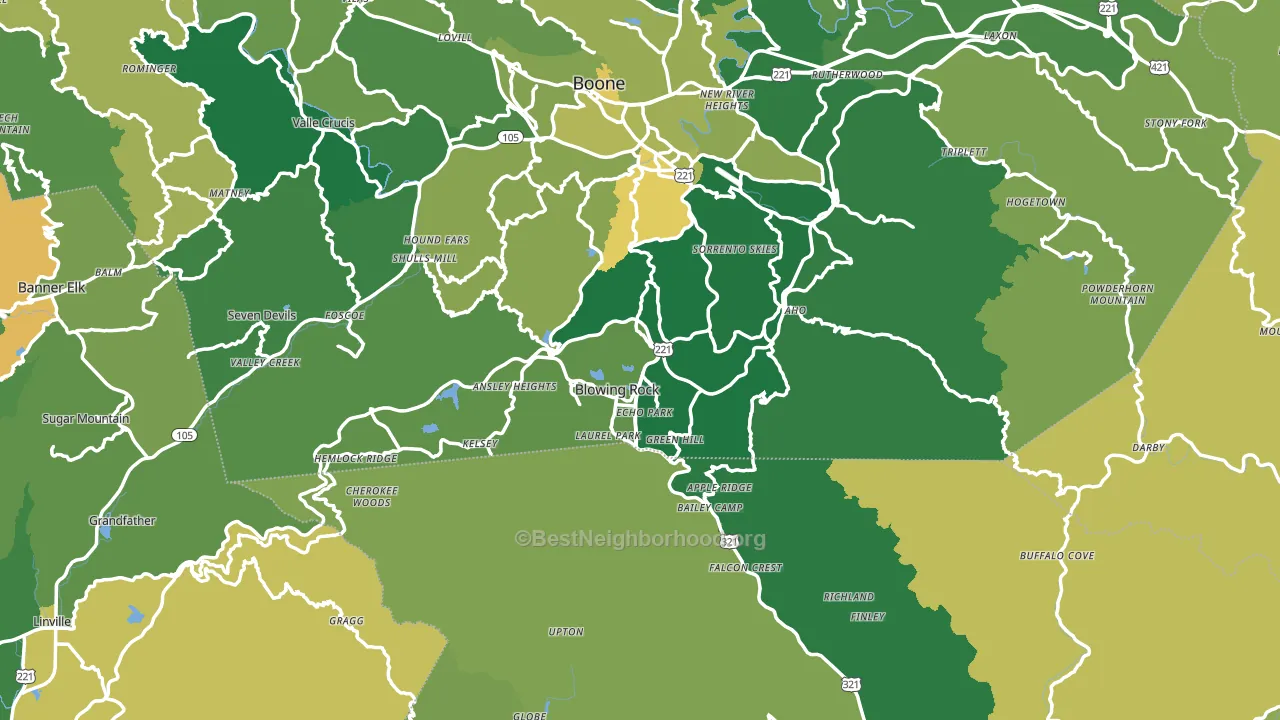 Blowing Rock, NC block-group voter-turnout map