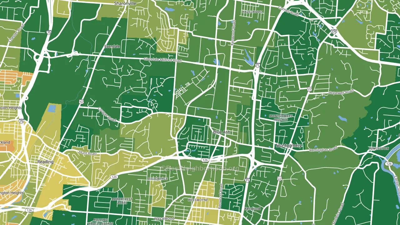 Blue Ash, OH block-group voter-turnout map