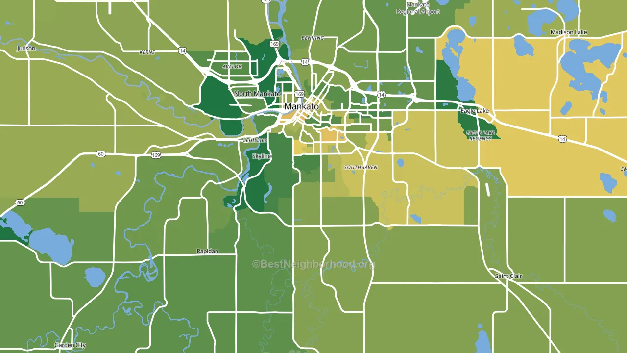 Blue Earth County, MN block-group voter-turnout map