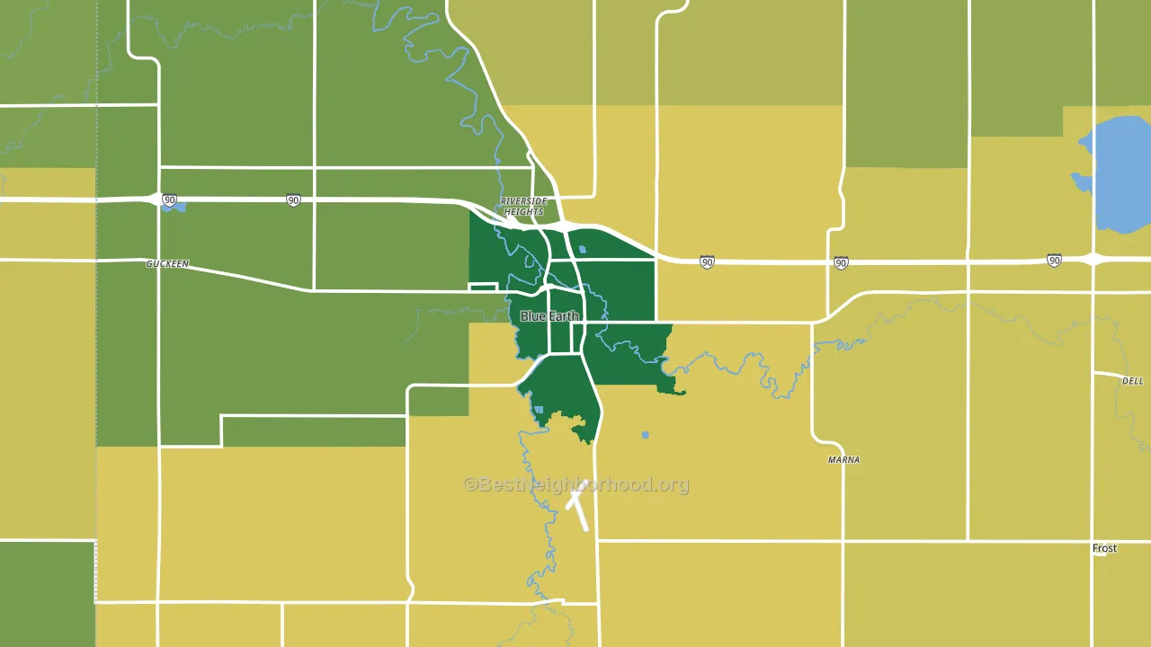 Blue Earth, MN block-group voter-turnout map