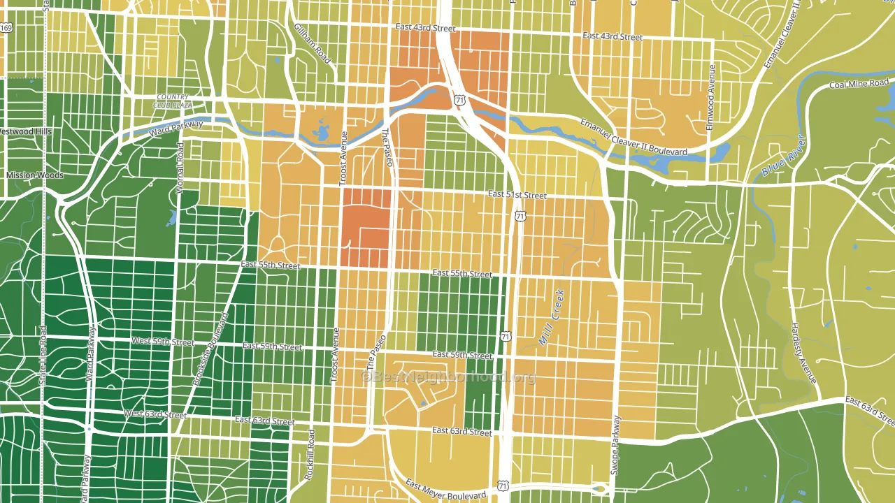 Blue Hills, Kansas City, MO block-group voter-turnout map