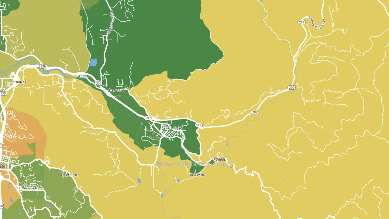 Blue Lake, CA block-group voter-turnout map
