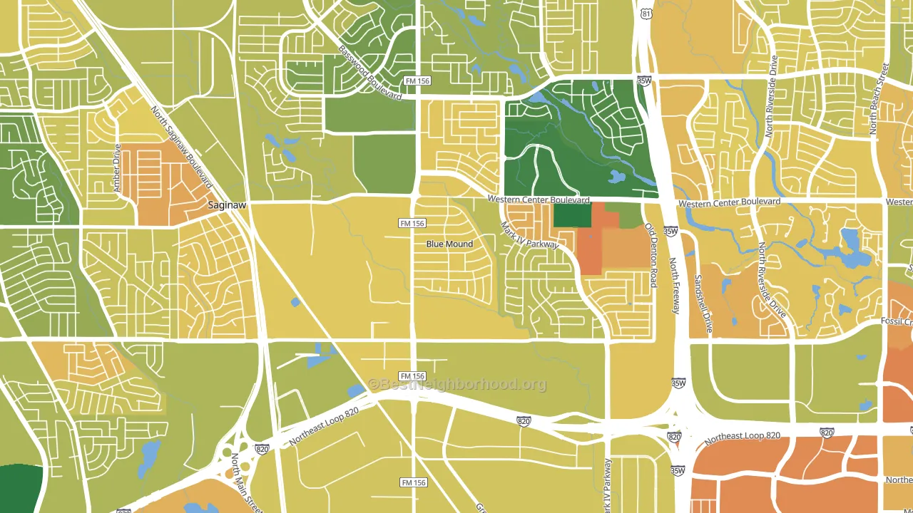 Blue Mound, TX block-group voter-turnout map