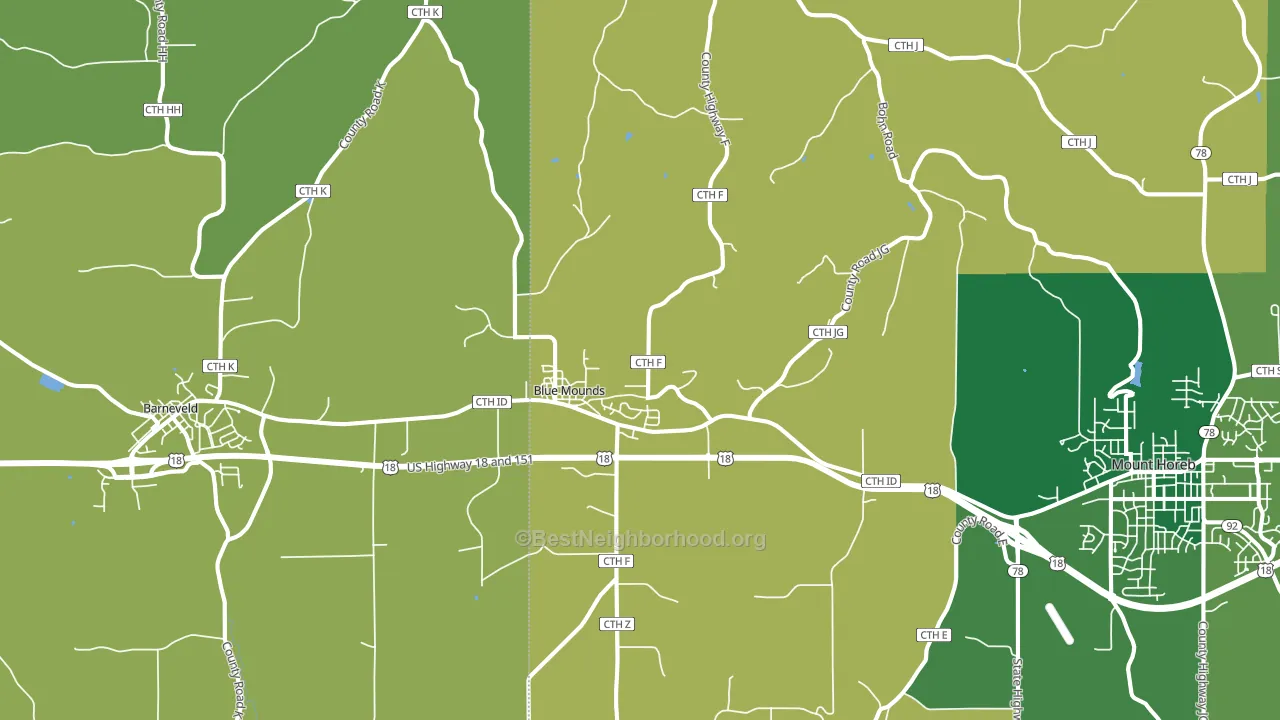 Blue Mounds, WI block-group voter-turnout map