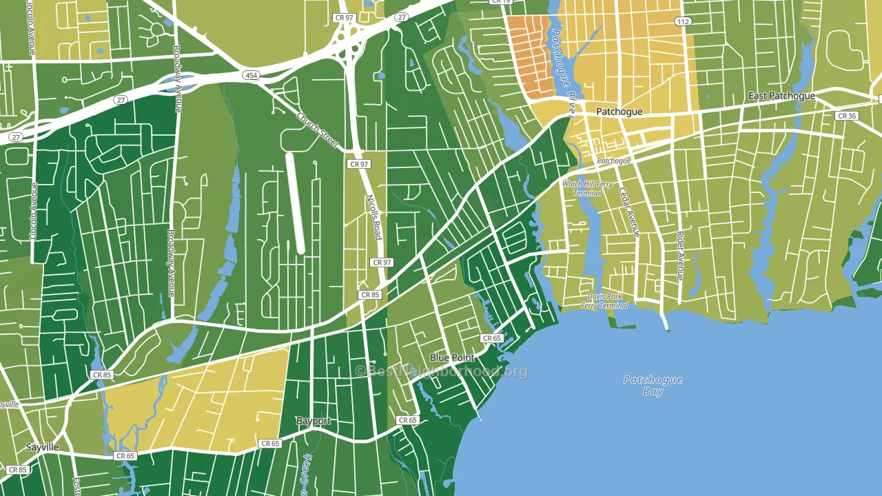 Blue Point, NY block-group voter-turnout map