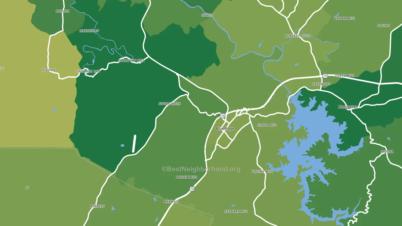 Blue Ridge, GA block-group voter-turnout map