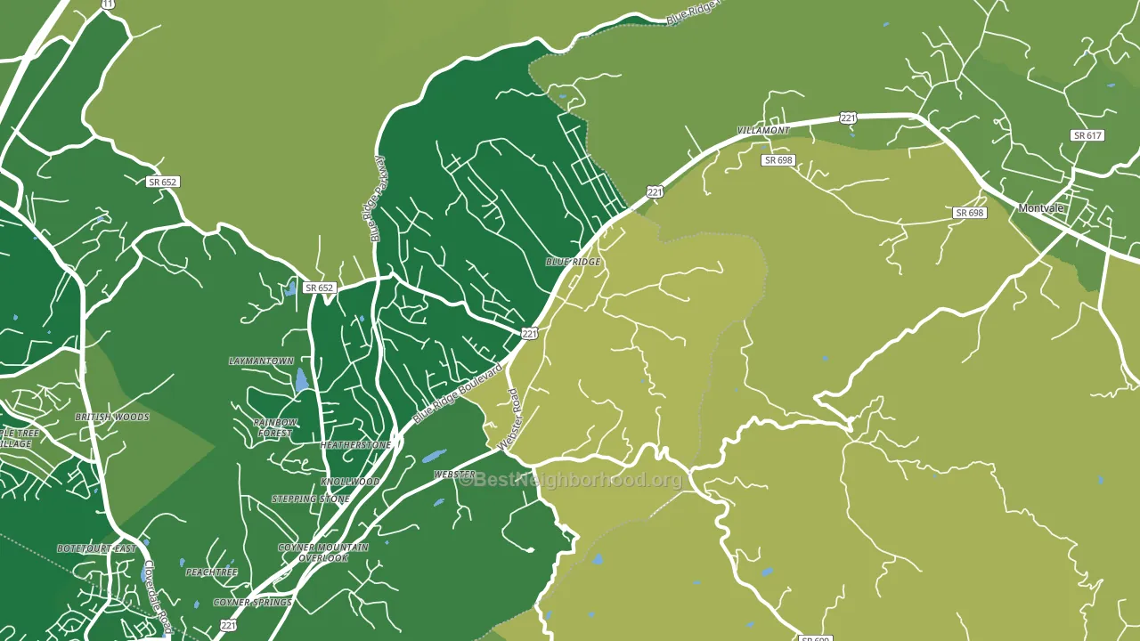 Blue Ridge, VA block-group voter-turnout map