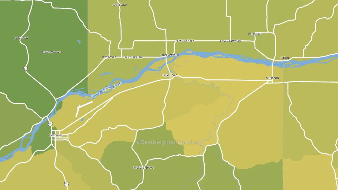 Blue River, WI block-group voter-turnout map