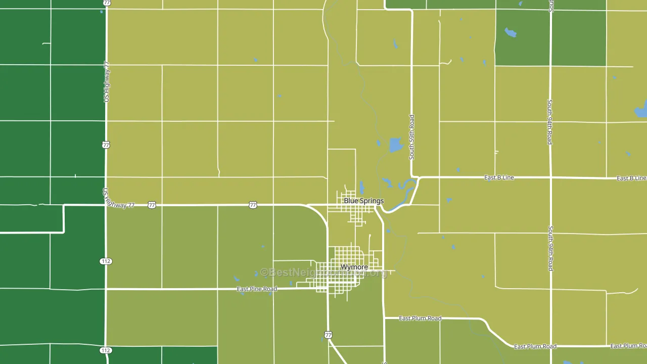 Blue Springs, NE block-group voter-turnout map