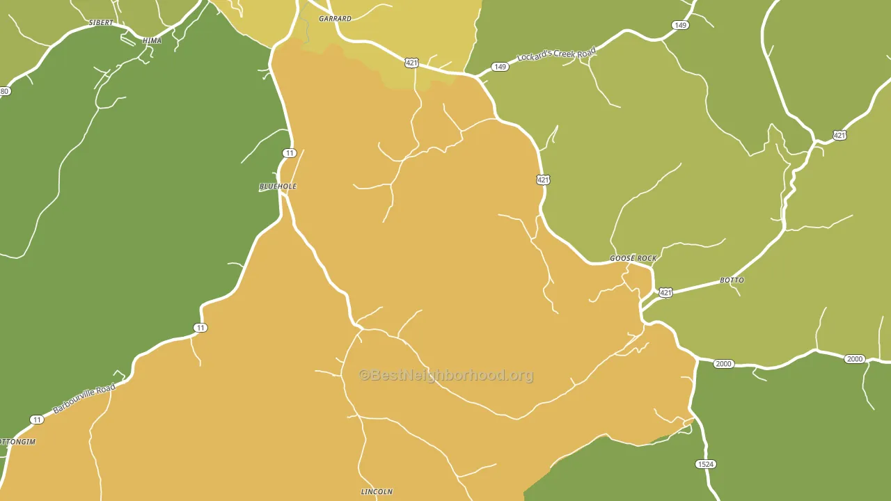 Bluehole, KY block-group voter-turnout map