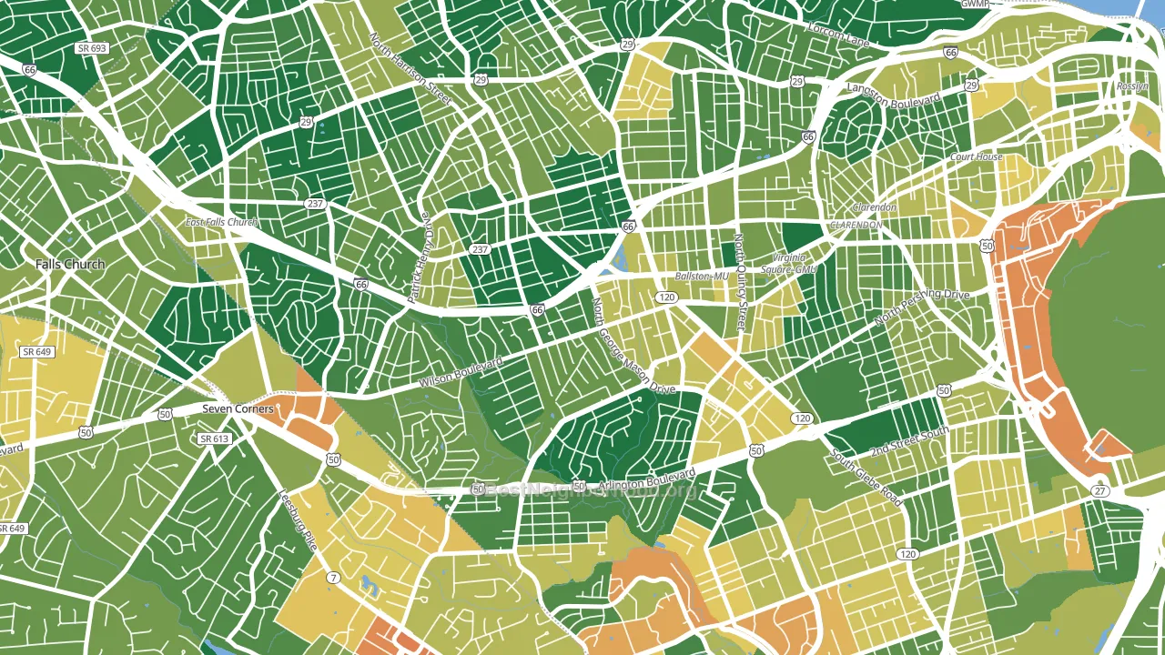 Bluemont, Arlington, VA block-group voter-turnout map
