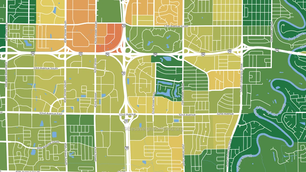 Bluemont Lakes, Fargo, ND block-group voter-turnout map