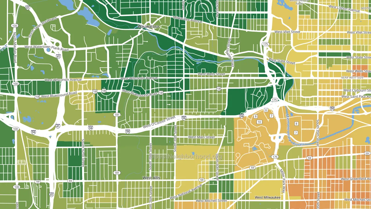 Bluemound Heights, Milwaukee, WI block-group voter-turnout map