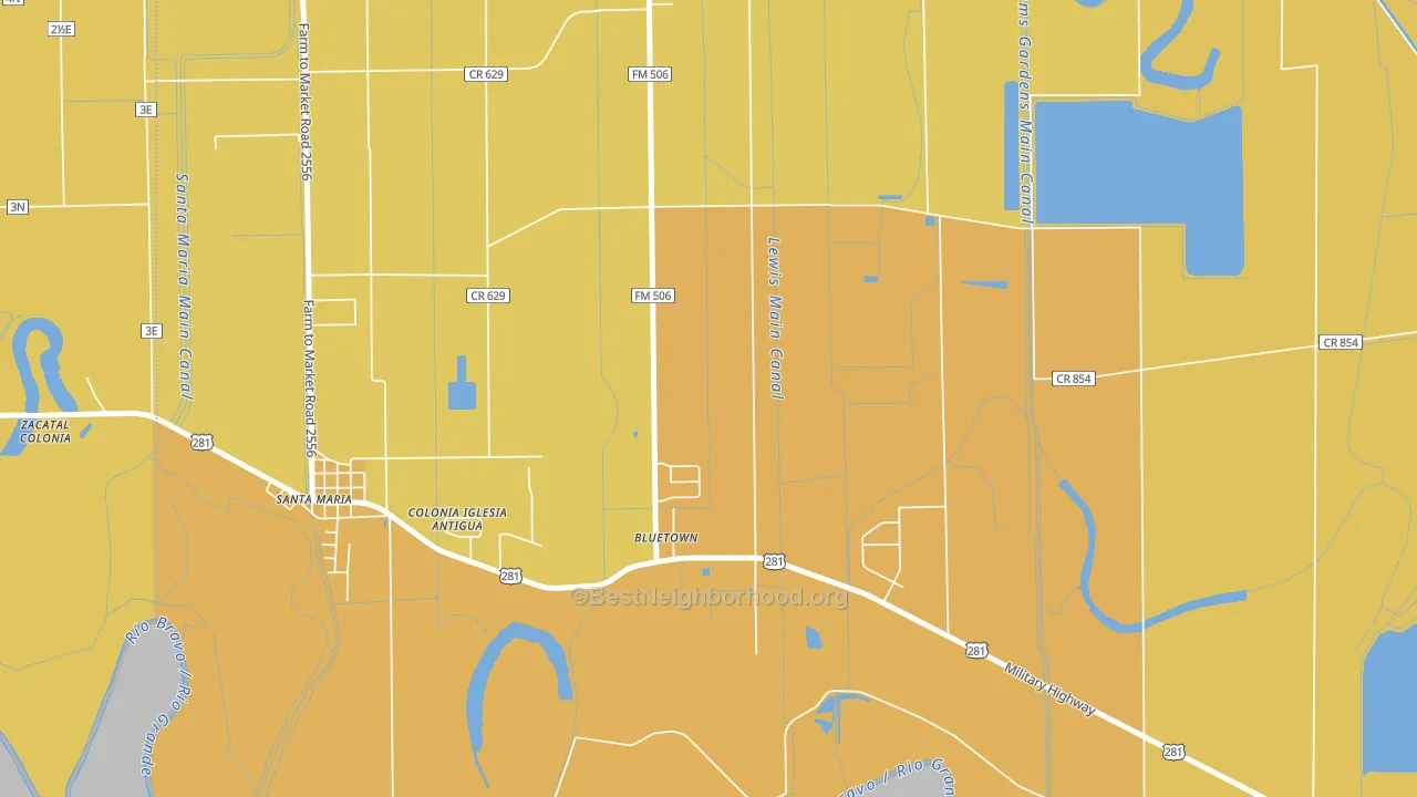 Bluetown, TX block-group voter-turnout map