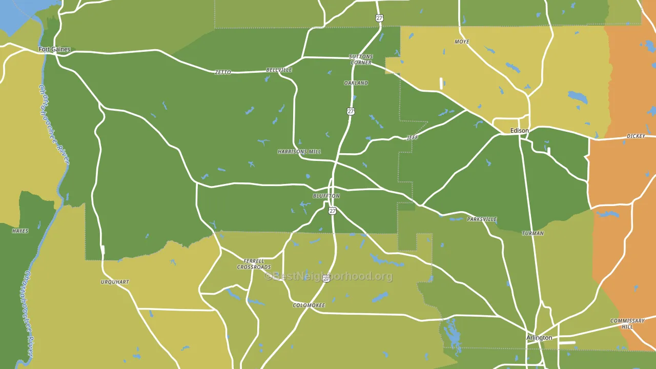 Bluffton, GA block-group voter-turnout map