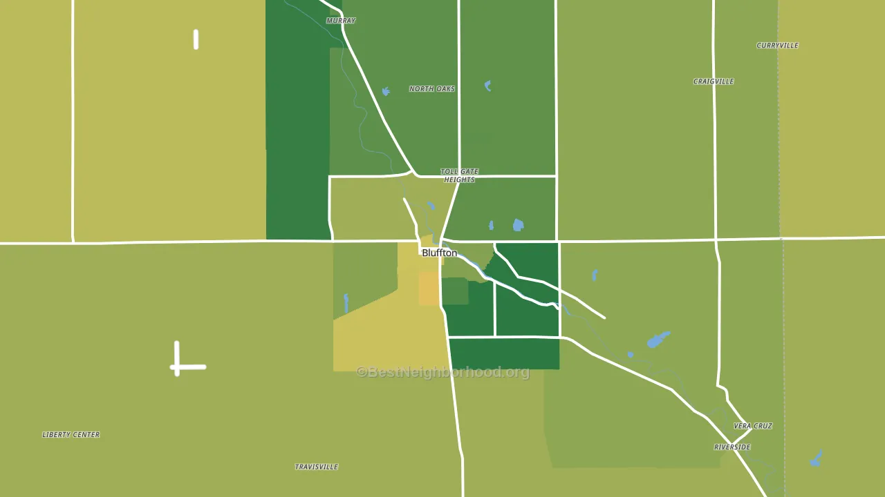 Bluffton, IN block-group voter-turnout map