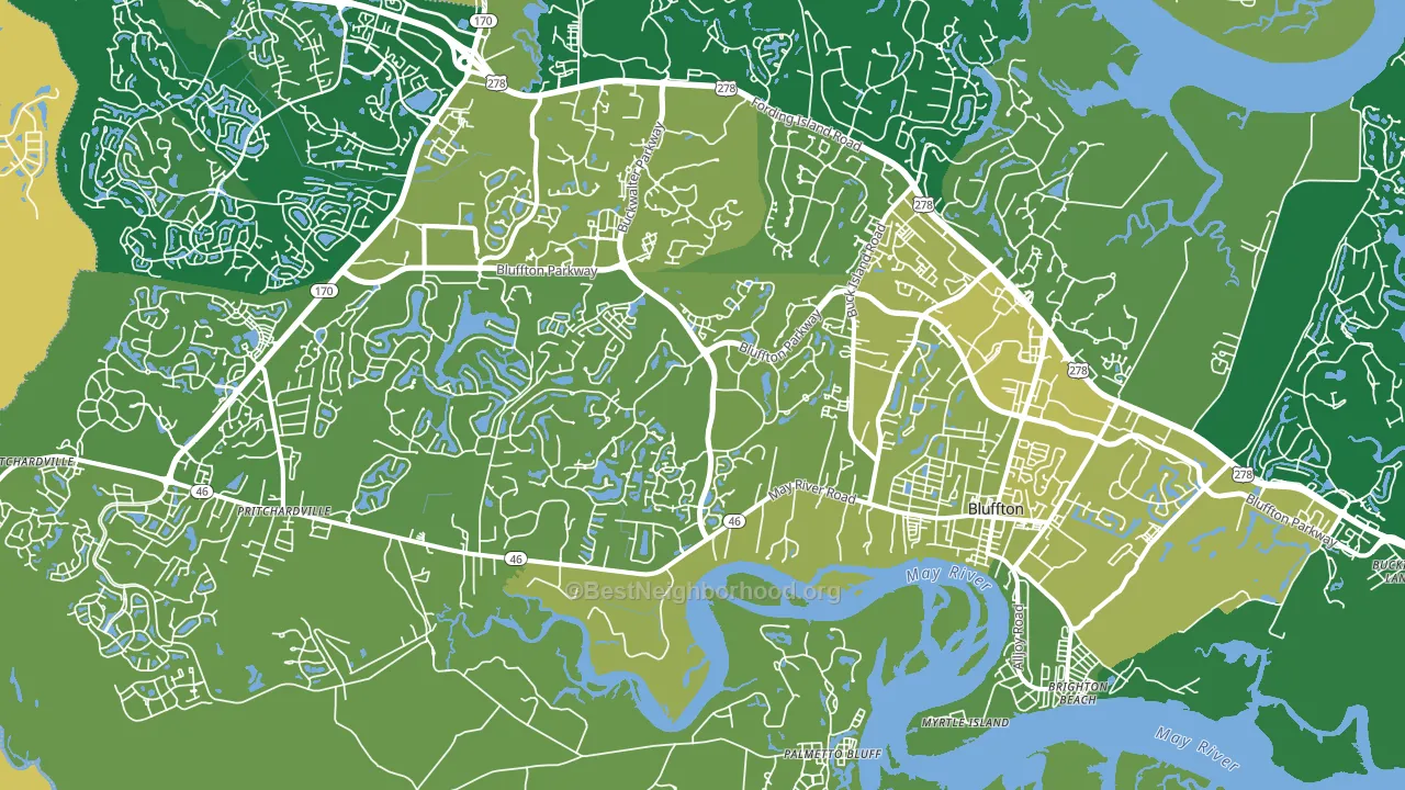 Bluffton, SC block-group voter-turnout map