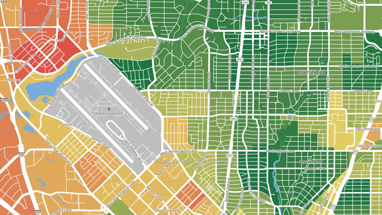 Bluffview, Dallas, TX block-group voter-turnout map