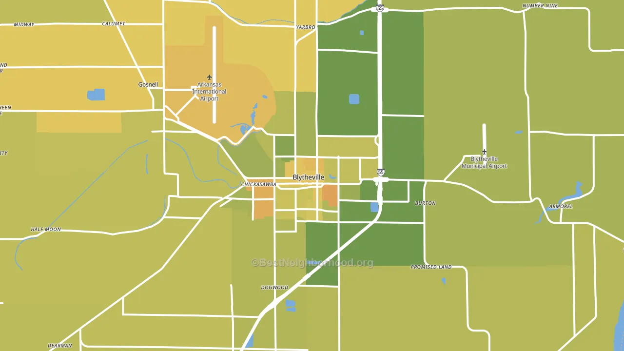 Blytheville, AR block-group voter-turnout map