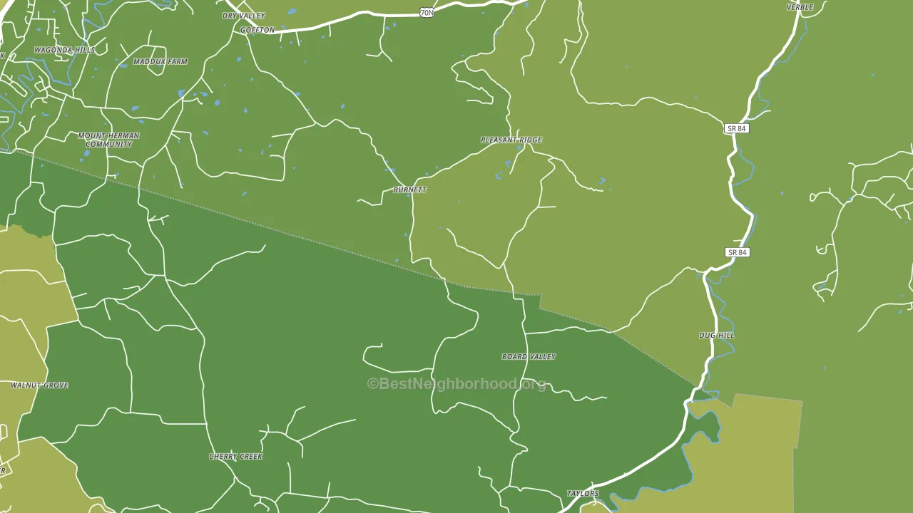 Board Valley, TN block-group voter-turnout map